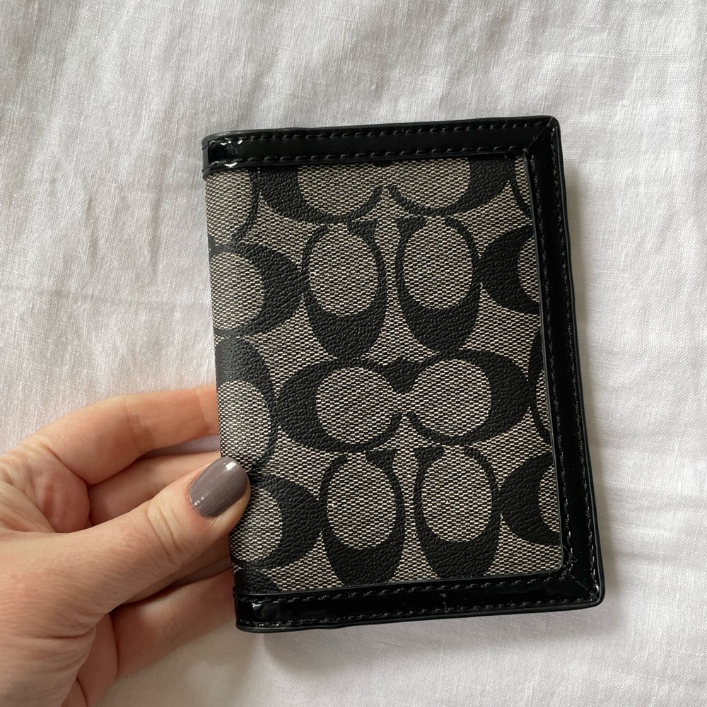Coach Black and Gray Passport Case - Signature Canvas and Leather, NWOT